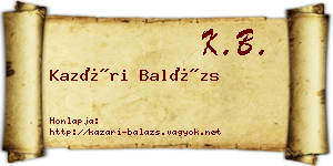 Kazári Balázs névjegykártya